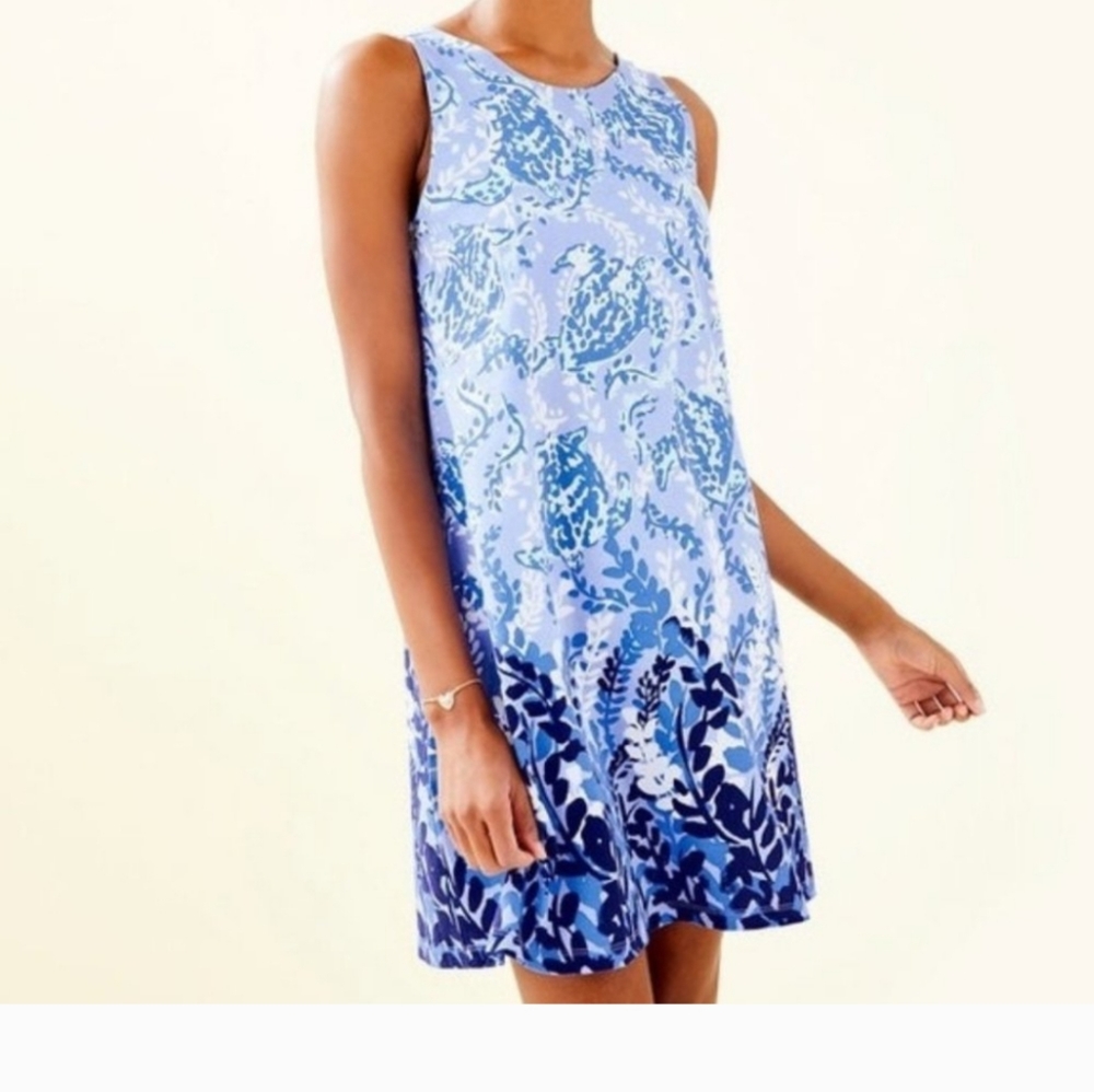 Lilly Pulitzer Kristen Swing Dress Blue Peri Turtley Awesome Knit White